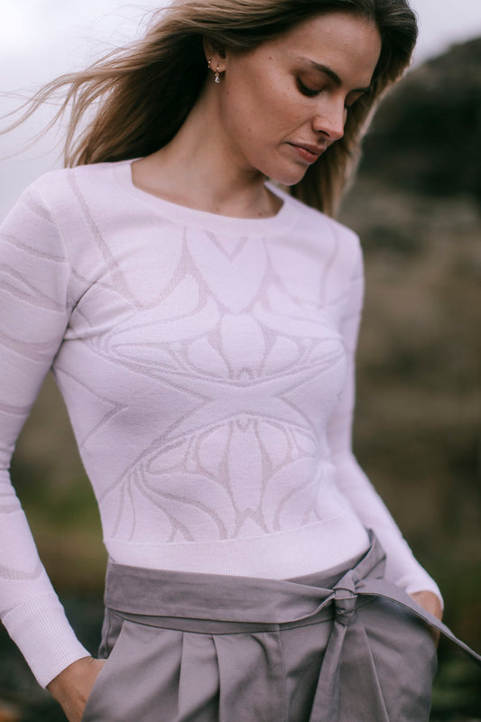 Leaf Jacquard Knit Top